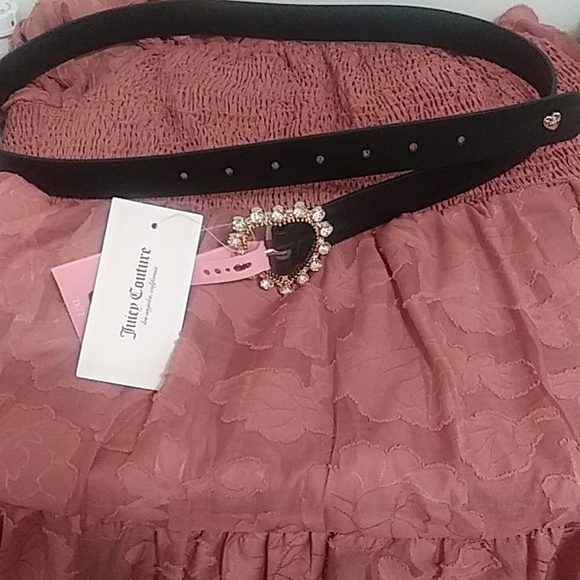 Juicy Couture Accessories - NWT JUICY COUTURE BELT Heart Rhinestone Black